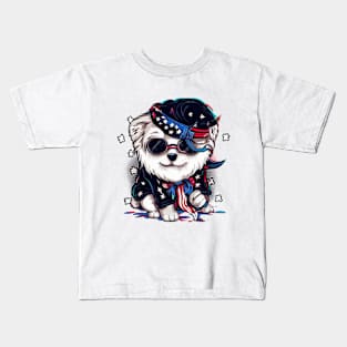 Cute Dog 4th Of July Firework Fang Kids T-Shirt